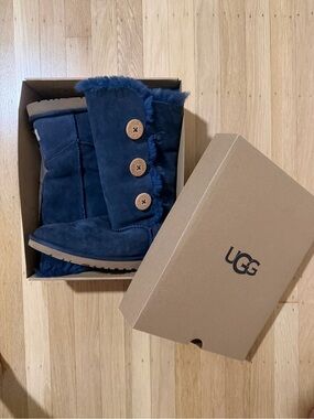 UGG Bailey Button Triplett Navy Blue Tall Boots